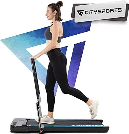 FMOPQ 440W Foldable Treadmill Controllable Armrest and Remote Control Bluetooth Built-in Speaker Speed 1-8km / h Adjustable Professional Home Treadmill F