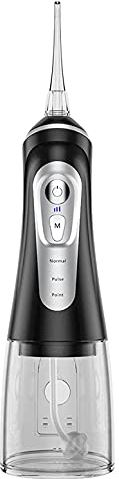 uetgrtarghhtddy Water Flosser Cordless for Teeth - 9 Modes 4 Jet Tips Dental Oral Irrigator, Portable and Rechargeable IPX7 Waterproof Powerful Battery Life 300ml Water Pick Teeth Cleaner for Home Travel (Black)