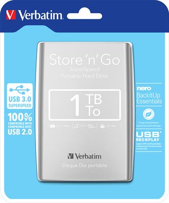 Afleiding vertraging Top Verbatim Draagbare vaste Store 'n' Go-schijf met USB 3.0 van 1 TB Zilver harde  schijf kopen? | Kieskeurig.be | helpt je kiezen