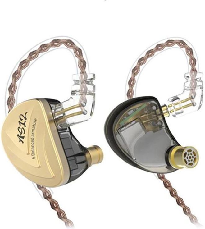 KZ Audio KZ AS12 - 6BA In-ear Oordopjes / IEM Goud Zonder microfoon