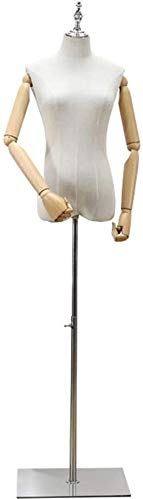 Spacmirrors Mannequins Body Mannequin Torso Body Adjustable Height 120-182cm with Wooden Arms for Female Clothing Dress Jewelry Display