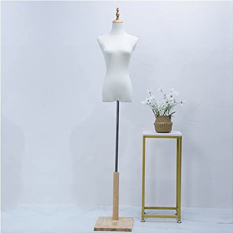 Spacmirrors Mannequin Body Torso Female, Adjustable Height Half Scale Display Bust Manikins Torso with Wooden Square Base Stand for Clothing Dress Display, 2 Colors