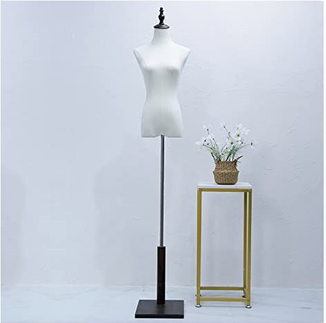 Spacmirrors Mannequin Body Torso Female, Adjustable Height Half Scale Display Bust Manikins Torso with Wooden Square Base Stand for Clothing Dress Display, 2 Colors