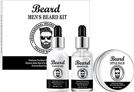 Hudhowks Baardwas-, olie- en balsemverzorgingsset ultieme baardverzorgingsset voor het verzachten en verzorgen van snor en baard, beauty-accessoires voor mannen