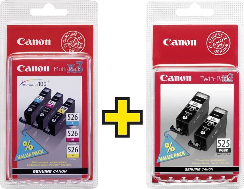 Canon Cartridge PGI-525 / CLI-526 Origineel Combipack Zwart, Cyaan, Magenta, Geel 4529B010, 4541B009 Cartridge multipac