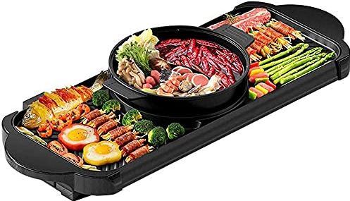 FMOGGE Koreaanse Stijl Multifunctionele Elektrische Grill Thuis Rookloze Non-Stick Hot Pot Barbecue Platte Pan Dual Use Kooktoestel: