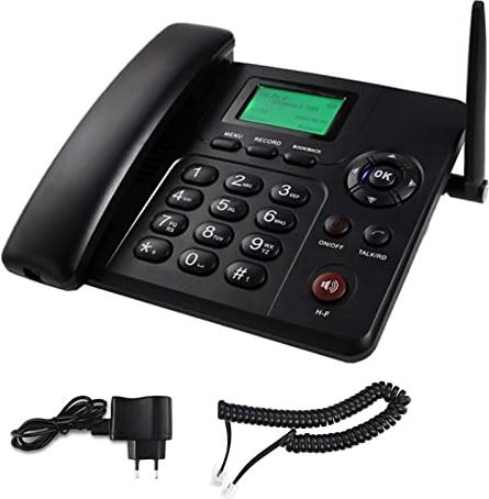 JJyy draadloze quad-band bureautelefoon, desktop-stijl telefoon met simkaartsleuf, ondersteunt meerdere talen, opnieuw kiezen, pauzeren, handsfree, sms- en radiofuncties, huistelefoon i