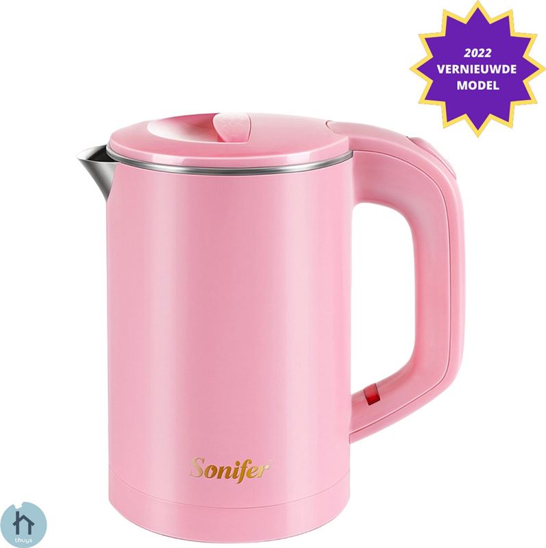 Thuys Camping Waterkoker - Mini Waterkoker 600ml - Reis Waterkoker met Dubbele Laag - Roze - 800 W