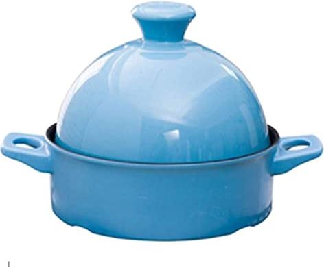 rgyasessss Blue Moroccan Pot Ceramic Stewpot Slow Cooker Anti-Scalding Handle Casserole Easy to Clean
