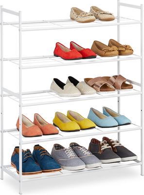 blad Talloos Krijt Relaxdays stapelbaar schoenenrek - 5 laags - schoenenstandaard metaal -  schoenen organizer - wit kast kopen? | Kieskeurig.be | helpt je kiezen