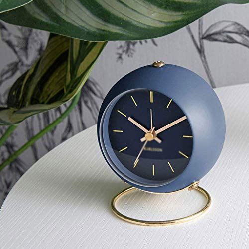 SDGJHKPMHF Home Mini Alarm Clock Mute Nordic Style Lamp Simple Watch Clock Four Colors Floor Clocks (Color : White) (Blue)