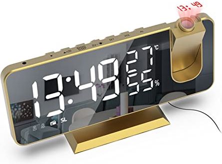 VCFDZCFD Radio Digitale Wekker Tijd Snooze Horloge Tafel Elektronische Desktop USB Wake Up Clock met 180 Graden Projectie LED Klokken (Kleur: C) (C)