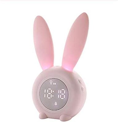 FMHCTA Leuke Bunny Ear LED Digitale Wekker Elektronische USB Sound Control Konijn Nachtlampje Bureauklok Woondecoratie (Kleur: C) (C)