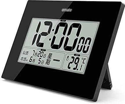 FMHCTA Digitale wekker We met eeuwigdurende kalender, op batterijen gemonteerde elektronische klok, thermometer, stille grote maankalender wandklok voor ouderen