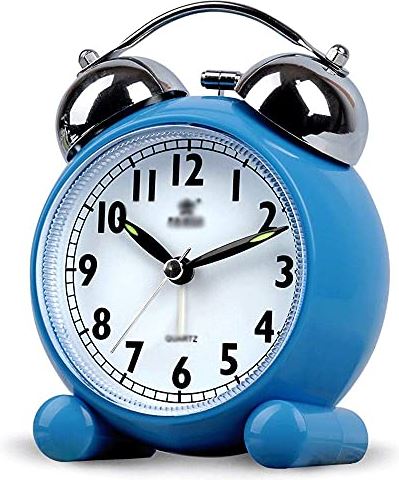 FMHCTA Wekker voor slaapkamer, stille niet tikkende bel Wekker Werkt op batterijen Luid Wekker voor thuis Bureau tafelklok voor thuiskantoor (Kleur: Blauw) (Blauw)