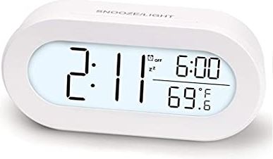 Spacmirrors Digital Alarm Clock for Desk or Bedroom Small Alarm Clocks for Kids Soft Backlight Snooze and Temperature Battery Operator Clock