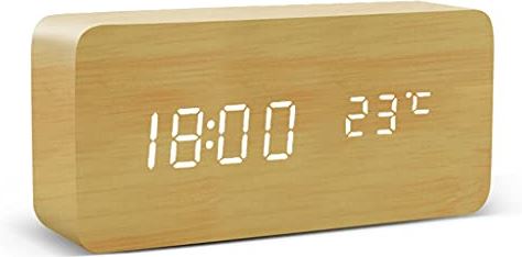 VCFDZCFD Wekker Houten horlogetafel Spraakbesturing Digitale houtaangedreven elektronische desktopklokken (kleur: C, maat: één maat) (D één maat)