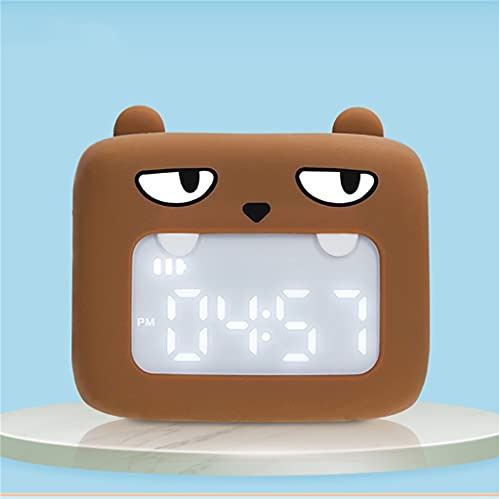 SDGJHKPMHF Cartoon Charging Alarm Clock Table Bedside Alarm Clock Mute Cute Night Light Bedside Clock (Color : B, Size : One Size) (B One Size)