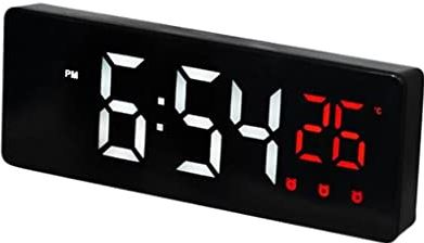 Spacmirrors LED Digital Alarm Clock Snooze Temperature Date Display USB Desktop Strip Mirror LED Clocks for Living Room Decoration