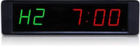 Lwieui Countdown-klok 1-inch 6-cijferige LED digitale count-down-wandklok stopwatch via afstandsbediening 12/24-uurs real-time klok grote digitale countdown-klok (kleur : zwart, maat: 215x55x25mm)