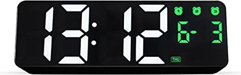 ERTDYJNAFGHMM Digital Alarm Clock Voice Control Date 3 Alarms Electronic Table Clock Night Mode Touch Snooze Wall LED Clocks (Color : B) (C)