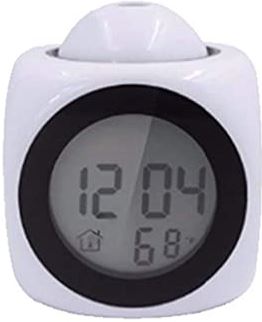 FMHCTA Digitale wekker, elektronische LED-tijdweergave, kubieke mini-minimeter voor slaapkamer, nachtkastje (kleur: wit) (wit)