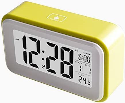 FMHCTA Digitale wekker, multifunctioneel alarm Eenvoudige bediening LED-display op volledig scherm Elektronische klok (geel) (blauw) (geel)