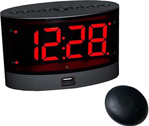 Thermocouple Extra Loud Alarm Clock with Bed Shaker,Vibrating Dual Alarm Clock for Heavy Sleepers, Deaf and Hearing-Impaired