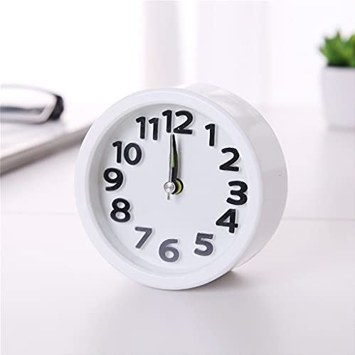 Spacmirrors Square Round Small Alarm Clock Snooze Silent Sweeping Wake Up Table Clock Battery Powered Compact Portable Travel Alarm Clock