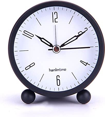 ERTDYJNAFGHMM 4 Inch Round Metal Clock Office Desktop Watch Table Clock Simple Bedroom Bedside Luminous Silent Alarm Clock Home Decor (Color : B, Size : One Size) (D One Size)