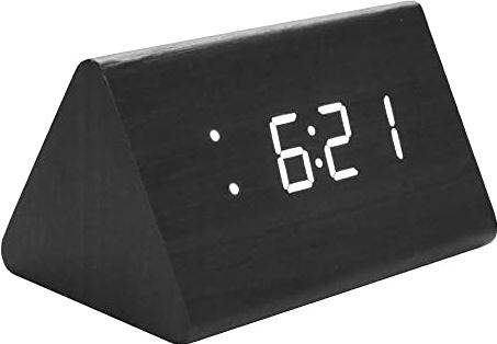 YHUA LED Digitale wekkertemperatuur alarm en datum functies elektronische houten wekker for home decor (Color : Black)