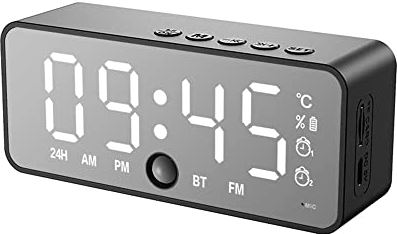 YHUA LED Digitale Electronic Desktop Clock Snooze Mirror Wekker Voice Control Time Temperatuur Display Bluetooth (Color : C)