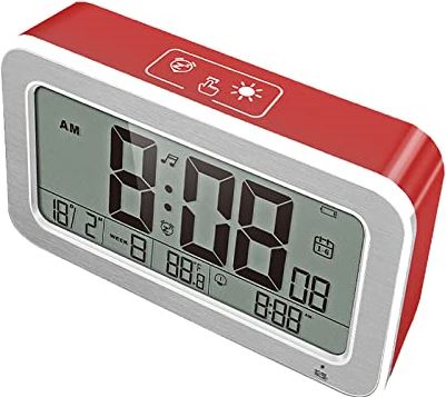 FMHCTA Digitale wekker, multifunctioneel alarm Eenvoudige bediening LED-scherm Elektronische klok (grijs) (rood) (rood)