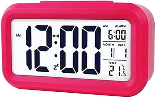 Jrechio Slimme temperatuurwekker LED Display digitale achtergrondverlichting kalender desktop snooze stomme elektronische mini wekker horloge (kleur: rood) zhengqiang (Color : Red)