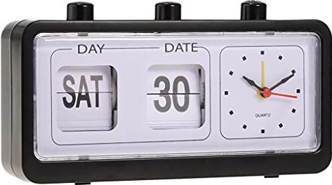 SDGJHKPMHF Retro Vintage Calendar Alarm Clock with Three Press Button Black/White (Color : B, Size : One Size) (A One Size)