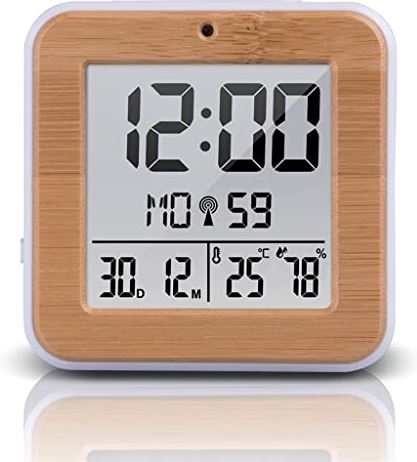 Spacmirrors LCD Digital Alarm Clock with Indoor Temperature Alarm Clock Dual Alarm Battery Operated Snooze Date Alarm Clock