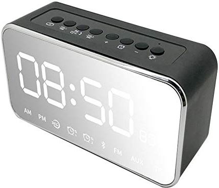 Lwieui-NZ Mini Wekker LED Digitale Wekker, Elektronische Spiegel Klok Nachtkastje Wekkers Met USB Charger Poorten Klassieke Eenvoudige Wekker (Kleur: Zwart, Maat: 15x5.5x7cm)