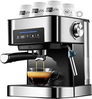 FMOPQ 20 Bar Coffee Machine with Milk Frother Wand for Espresso Cappuccino 1.6L Large Removable Water Tank Stainless Steel 850W Coffee Maker for Home Office