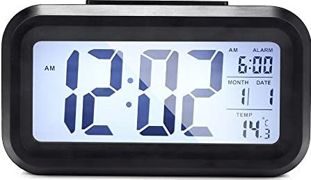 Spacmirrors Digital LCD Display Alarm Clock with Backlight Square Digital Clock Home Decor Electronic Alarm Snooze Clock