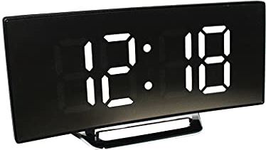 Spacmirrors Alarm Clock Mirror Large Screen Digital Alarm Snooze Display Time Night LCD Light USB/AAA Powered Electronic Desktop Clocks