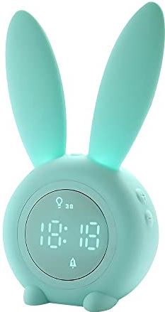 VCFDZCFD Leuke Bunny Ear LED Digitale Wekker Elektronische USB Sound Control Nachtlampje Bureauklok Woondecoratie (Kleur: B) (B)