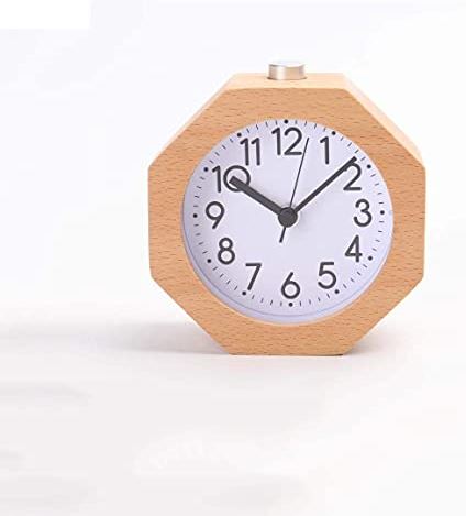 FMHCTA Digitale Klok Hand Horloge Klok Woondecoratie Craft Ronde Houten Wekker Zonder Tick Back Light