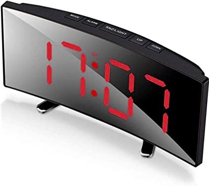 SDGJHKPMHF Digital Alarm Clock USB Charging Curved Large LED Screen Electronic Digital Noiseless Bedroom Bedside Table Clock (Color : Green, Size : 17 * 7.2 * 3.1cm) (Red 17 * 7.2 * 3.1cm)