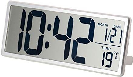 TOMYEUS tafelklok Creative Electronic Wekker groot scherm digitale wekker LCD-display met datum en tijd Temperatuur Display Woonkamer Slaapkamer Decoratie Bureauklok (Color : Silver)