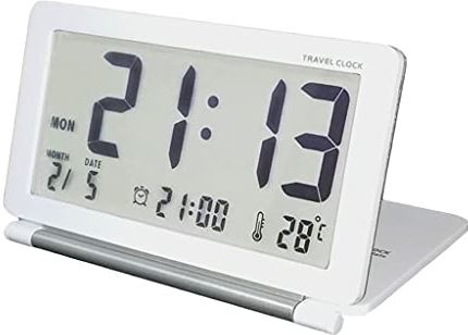 VCFDZCFD Reisklok Digitale wekkers Stille elektronische LCD Groot scherm Opvouwbaar bureau Horloge Temperatuur Datum Tijd Snooze Klok (Kleur: A, Maat: Eén maat) (A Eén maat)
