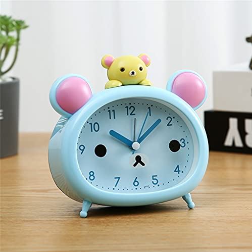 SDGJHKPMHF Cartoon Bear Alarm Clock Table Bedside Alarm Mute Cute Night Light Bedside Clock (Color : D, Size : One Size) (D One Size)