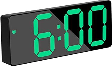 FMHCTA Kinderwekker Digitale wekker LED-spiegelscherm Wekker Creatieve digitale klok Spraakbesturing Snoozetijd Datum Temperatuurweergave Rechthoek/ronde stijl (groen acryl Rec)