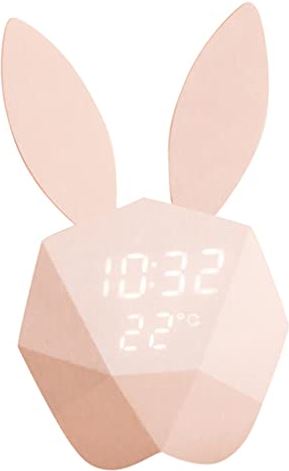 VCFDZCFD Mini Roze Konijn Wekker Elektronische Zonsopgang Horloge Tafel Dier Cartoon Wekker (Kleur: A, Maat: One Size) (A One Size)