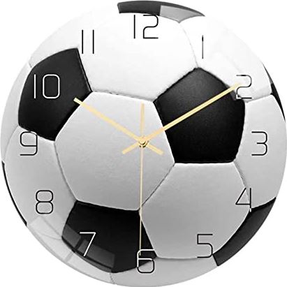ERTDYJNAFGHMM Soccer Acrylic Silent Wall Clock Bedroom Living Room Alarm Clock Birthday Present for Room Decor (Color : A, Size : One Size) (A One Size)