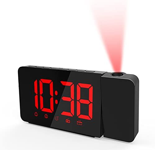 FMHCTA Digitale wekker, multifunctioneel alarm Eenvoudige bediening LED-display op volledig scherm Elektronische klok (wit) (blauw) (rood)